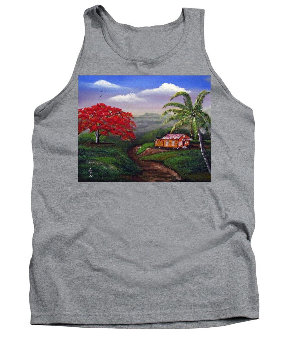 Island Tank Top featuring the painting Memories of My Island by Luis F Rodriguez