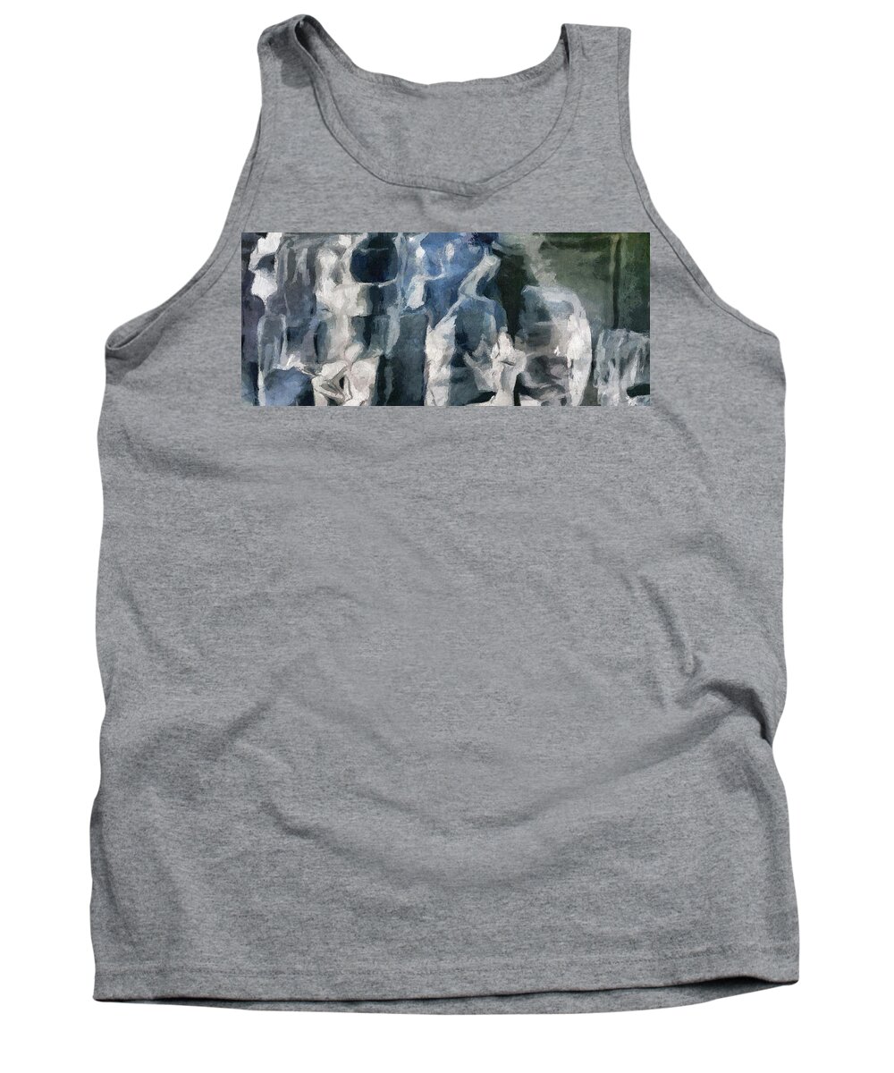 Contemporary Abstract Tank Top featuring the painting Memory Hotel - Dark Canvas Abstract Art by Modern Abstract