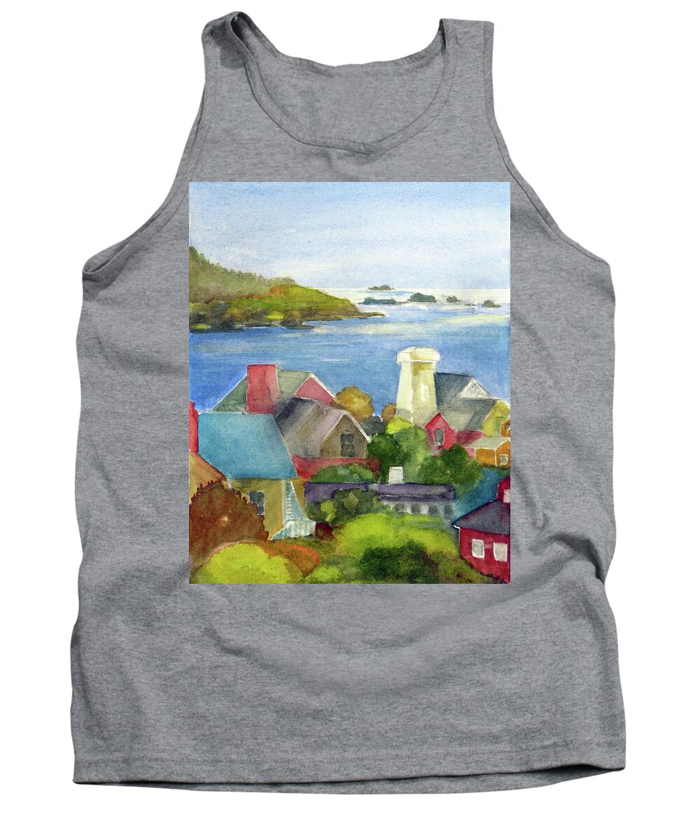 Ocean Tank Top featuring the painting Mendocino by Karen Coggeshall
