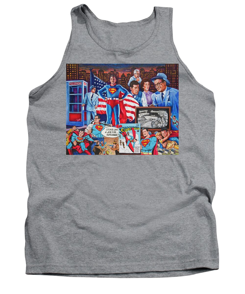 Superman Tank Top featuring the painting Metroplis 3 by Michael Frank