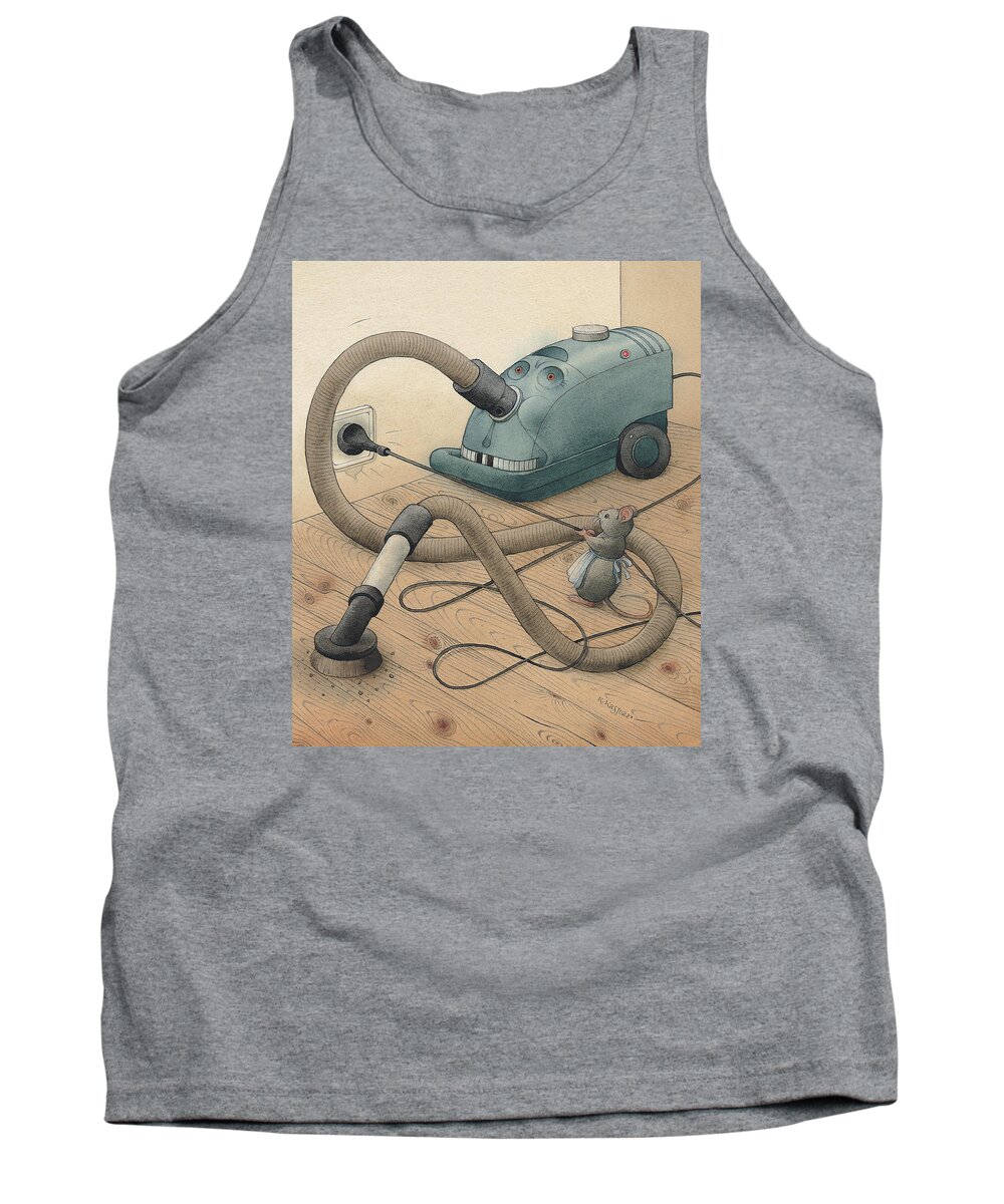 Mice Monster Vacuum-cleaner Brown Tank Top featuring the painting Mice and Monster by Kestutis Kasparavicius