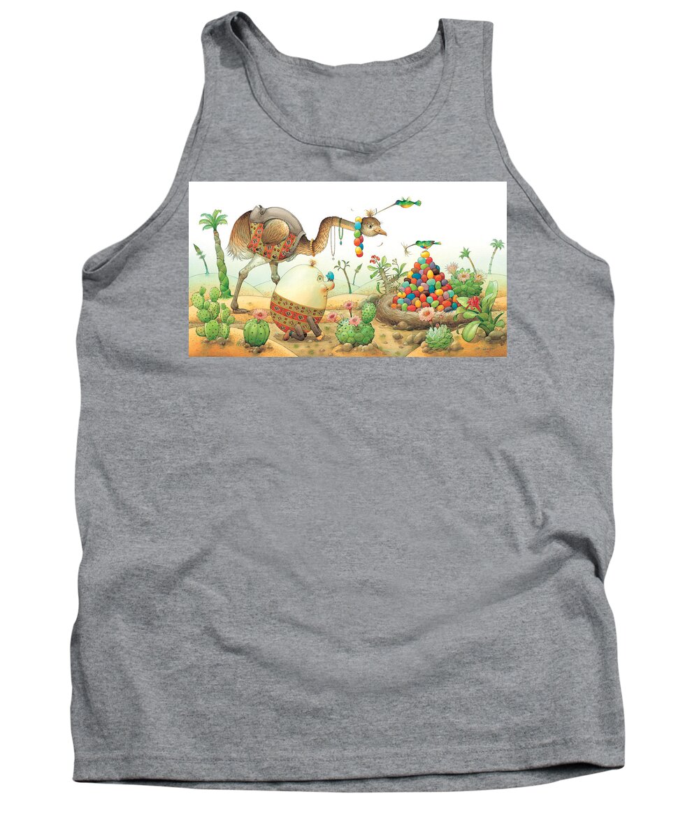 Eggs Easter Birds Tank Top featuring the painting Minieggs and Maxiegg by Kestutis Kasparavicius