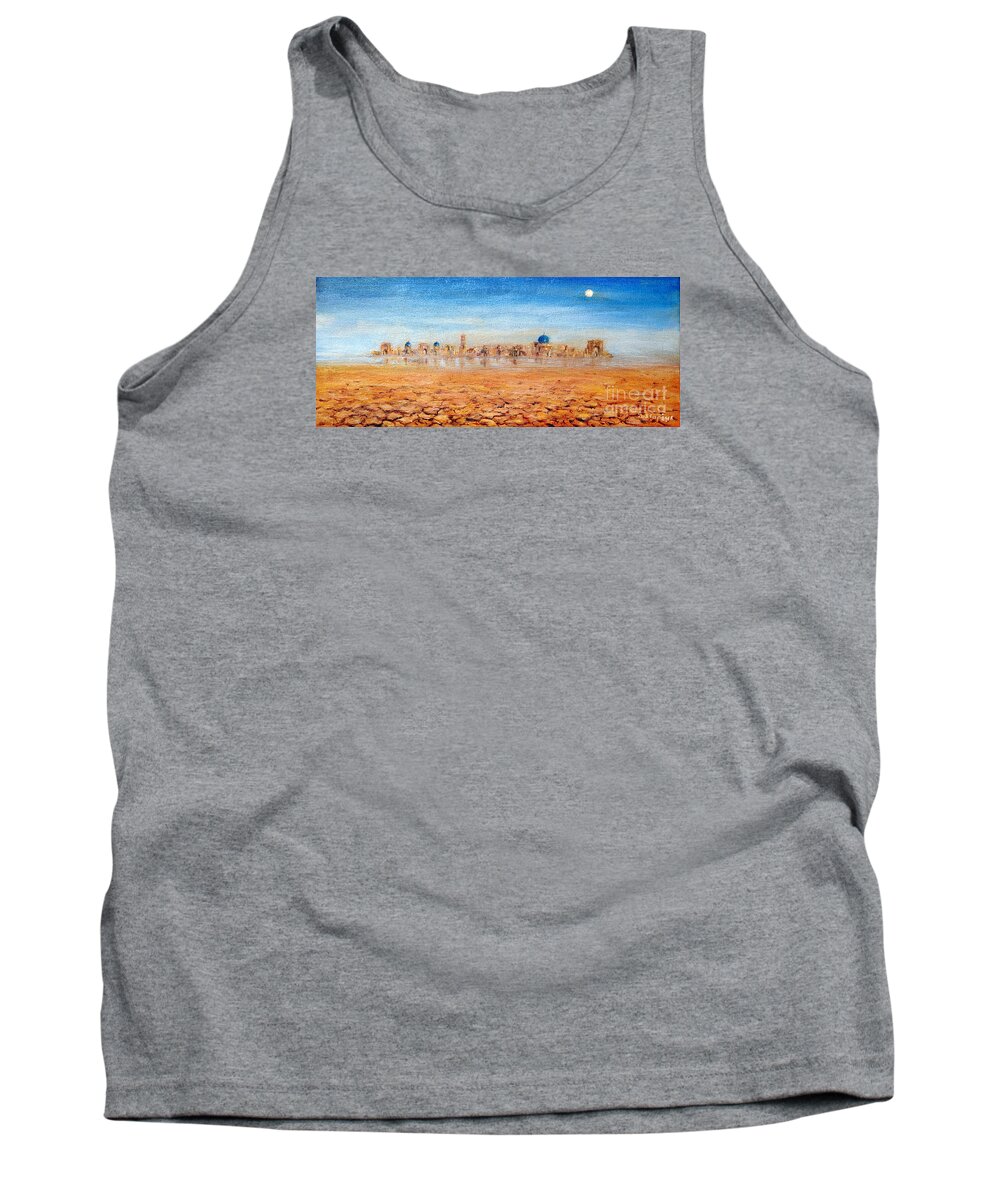 Landscape Tank Top featuring the painting Mirage city by Arturas Slapsys