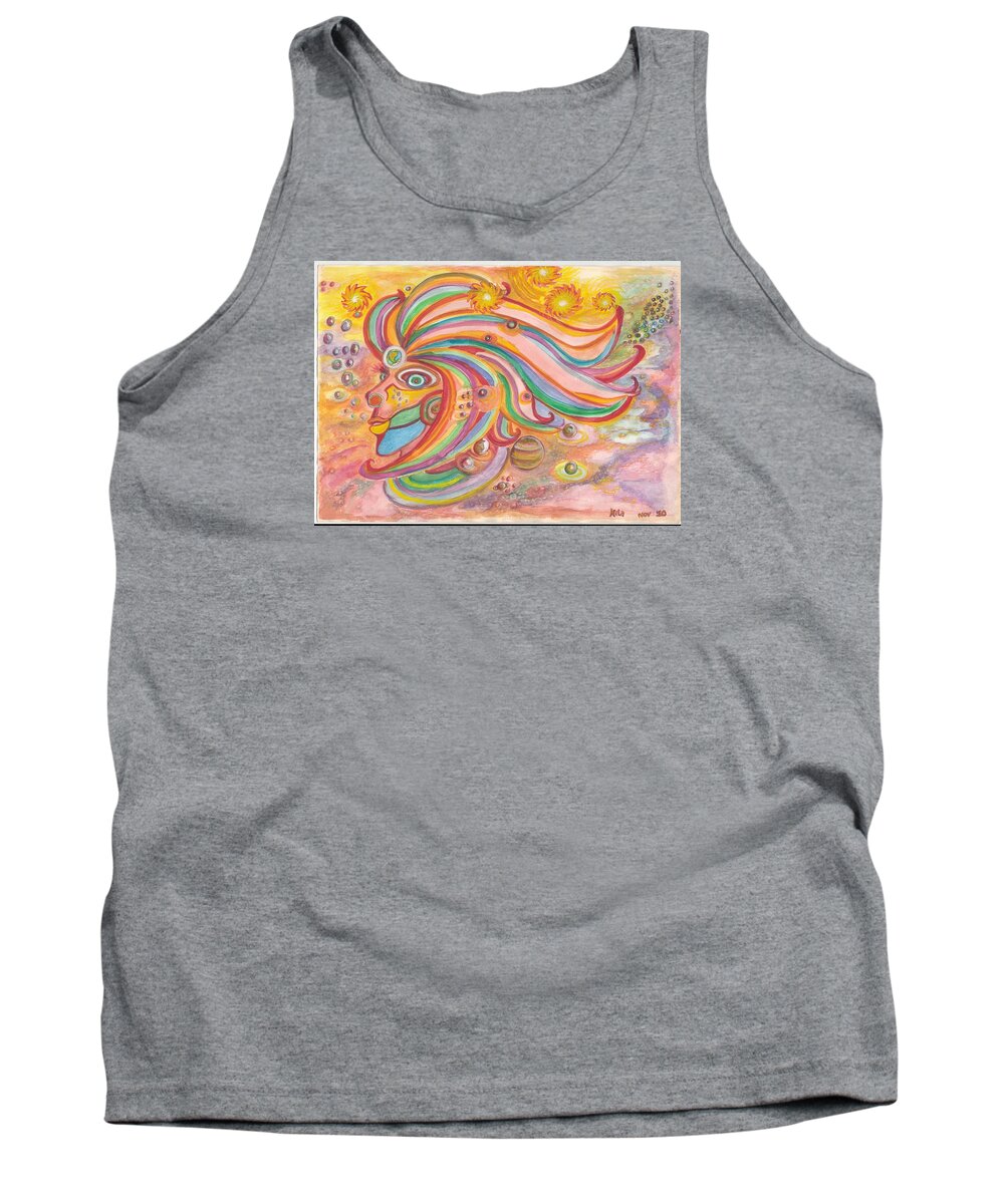 Space Aquarela Tank Top featuring the painting Miss Univers by Nila Poduschco