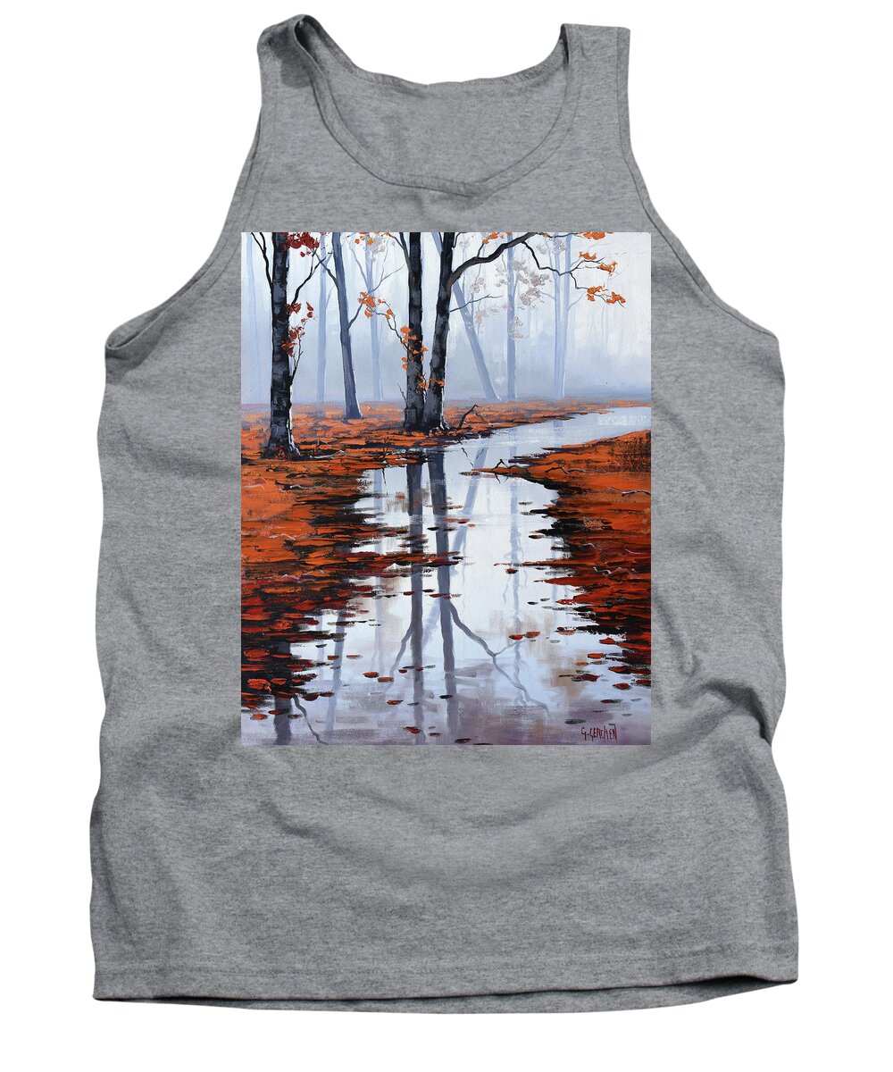 Autumn Tank Top featuring the painting Misty Autumn Colors by Graham Gercken