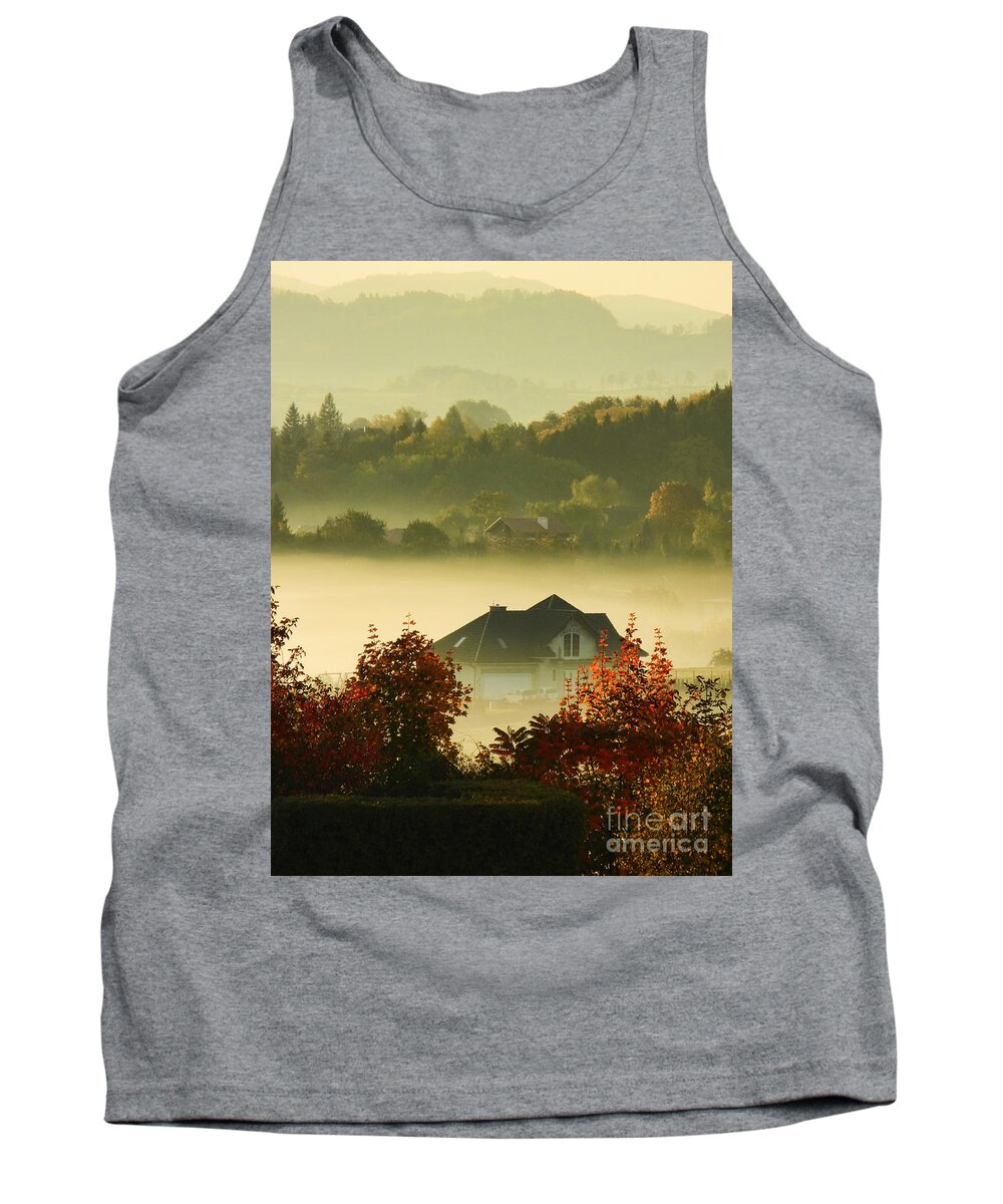 Misty Morning Tank Top featuring the photograph Misty Morning			 by Mariola Bitner