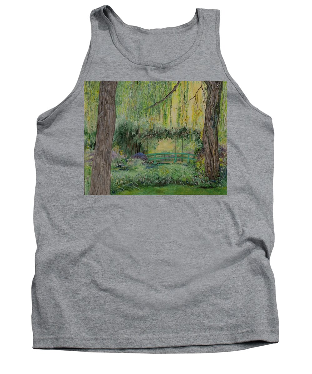 Giverney Tank Top featuring the painting Monet's Bridge by Kathy Knopp