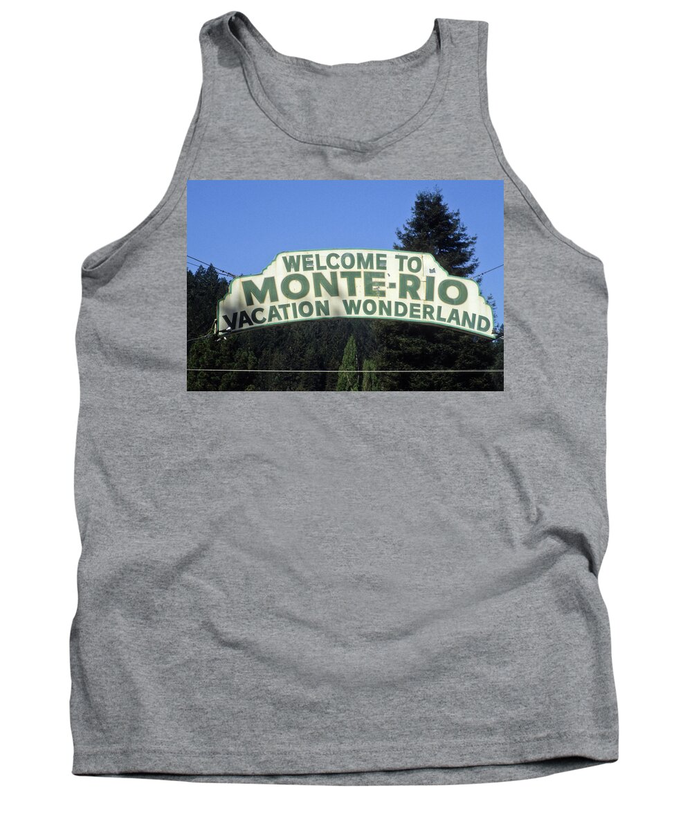 Monte Rio Tank Top featuring the photograph Monte Rio Sign by Frank DiMarco