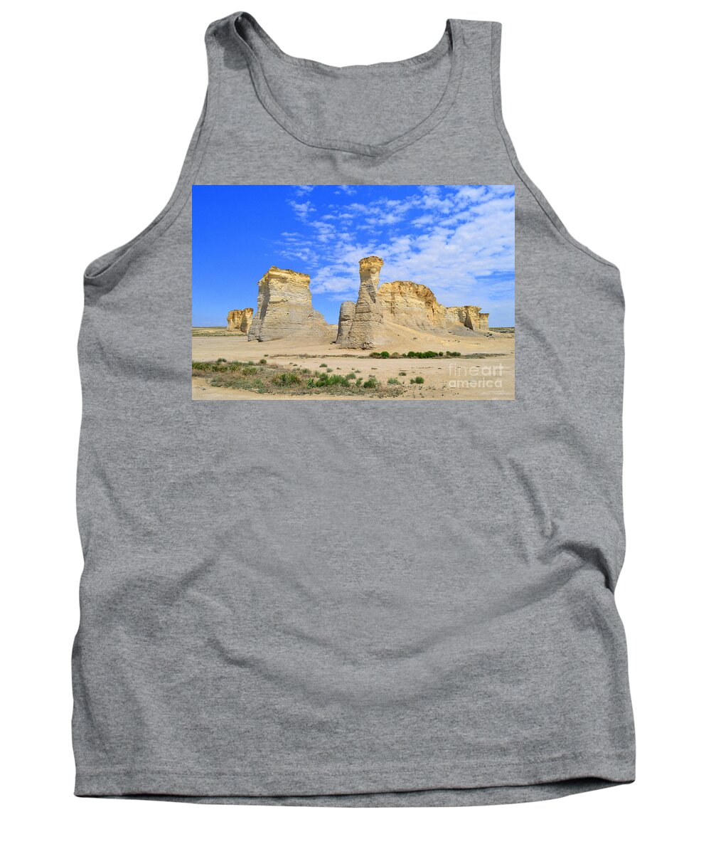 Monument Rocks Tank Top featuring the photograph Monument Rocks in Kansas 2 by Catherine Sherman