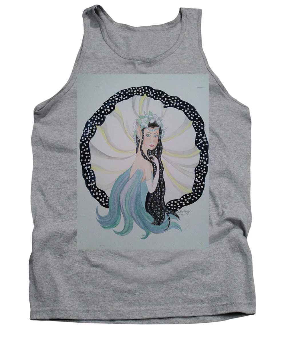 Fairy Tank Top featuring the painting Moon Flower Fairy by Susan Nielsen
