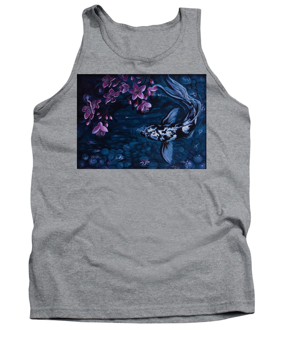Koi Pond Tank Top featuring the painting Moonlit Koi by Vivian Casey Fine Art