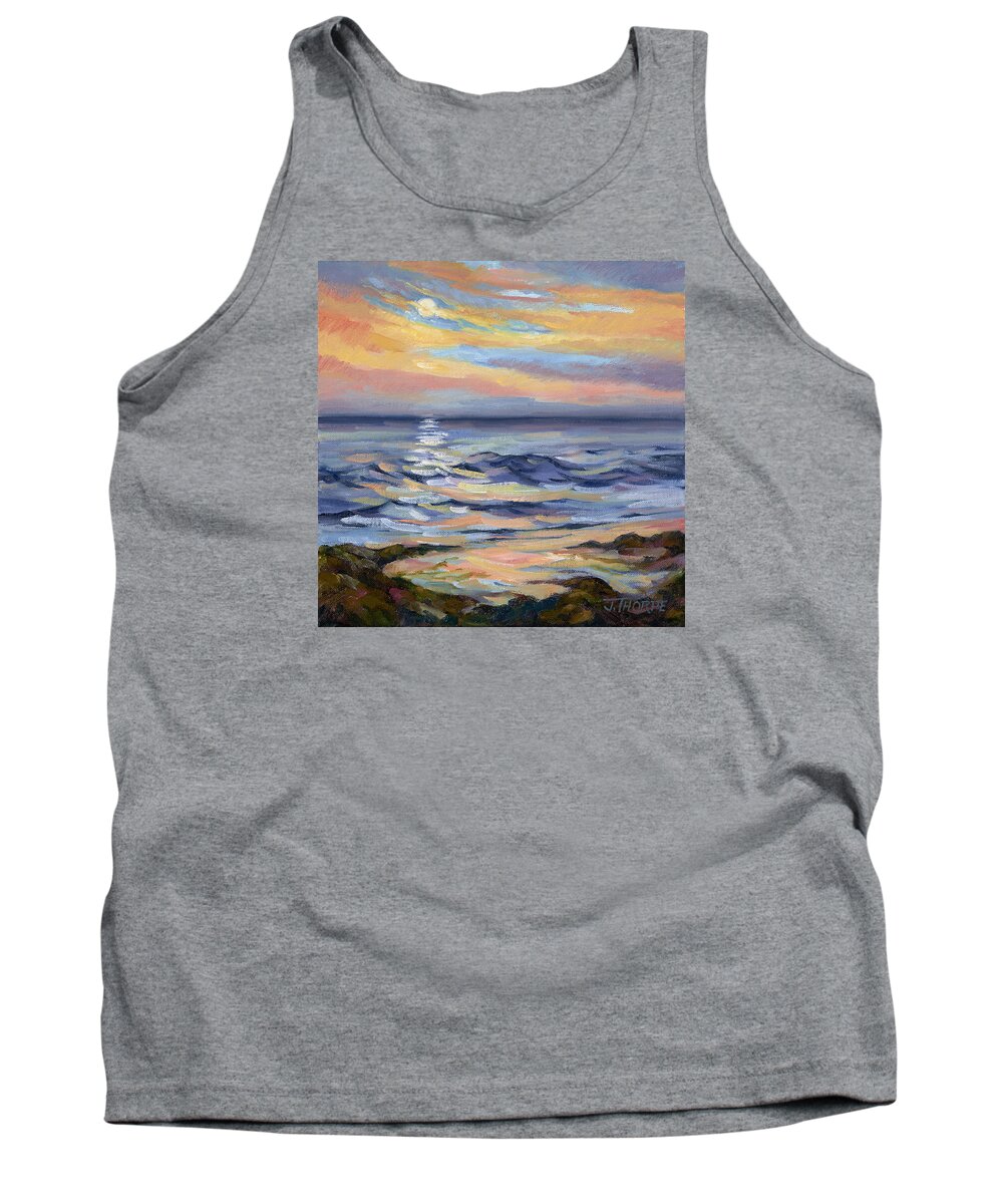 Moon Tank Top featuring the painting Moonrise At Cabrillo Beach by Jane Thorpe