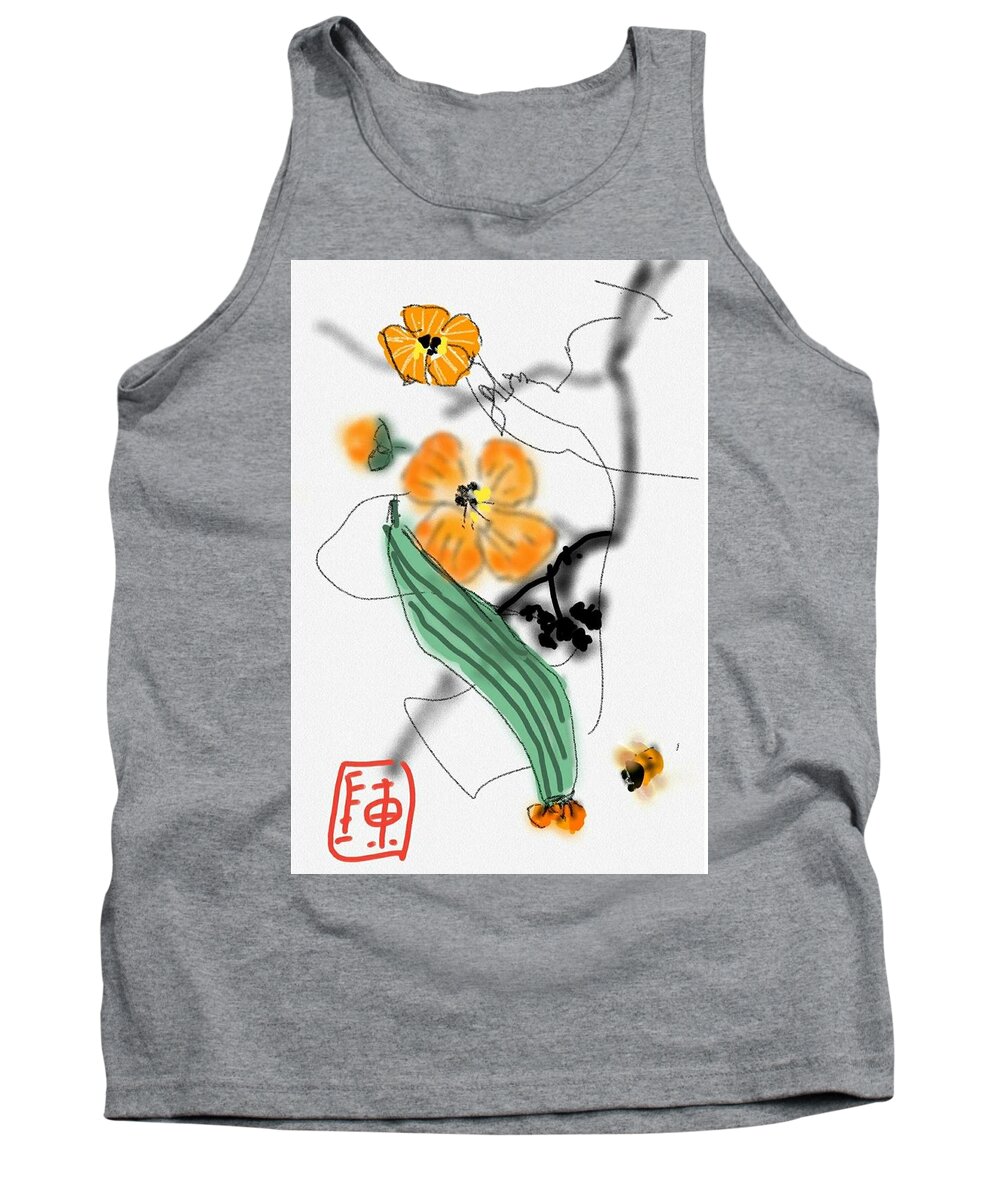 Bitter Melon Tank Top featuring the digital art More Bitter Melon by Debbi Saccomanno Chan