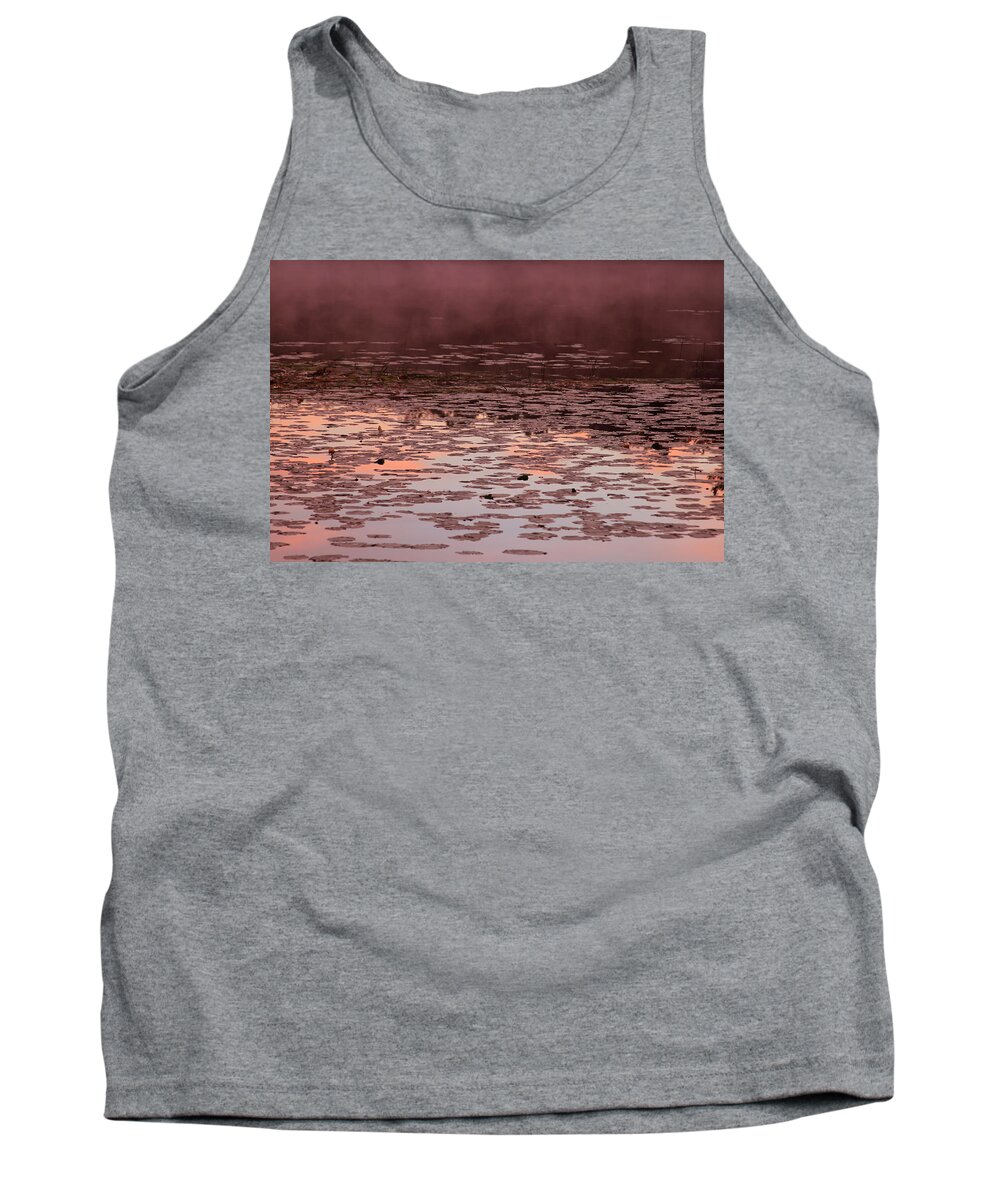 Bonnie Follett Tank Top featuring the photograph Morning Fog in the Lily Patch in Mauve by Bonnie Follett