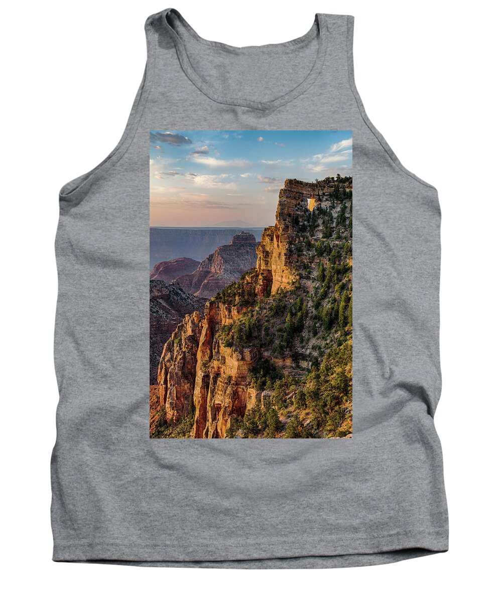 Sunrise Tank Top featuring the photograph Morning glow on Angels Window by Gaelyn Olmsted