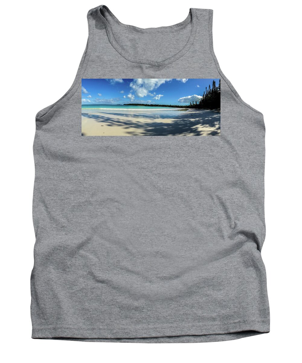 Panorama Tank Top featuring the photograph Morning shadows Ile des Pins by Dorothy Darden