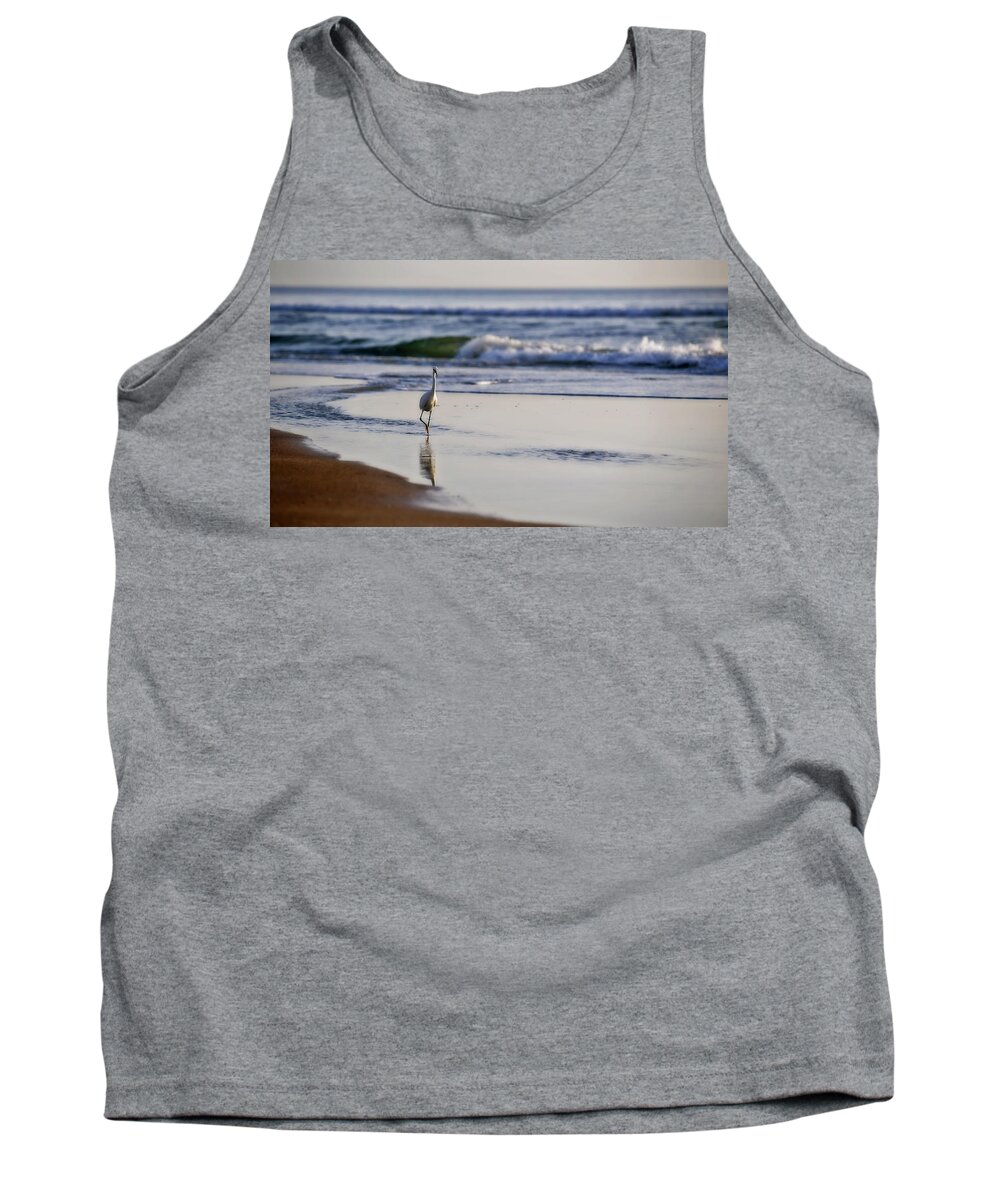 Bird Tank Top featuring the photograph Morning Walk At Ormond Beach by Steven Sparks