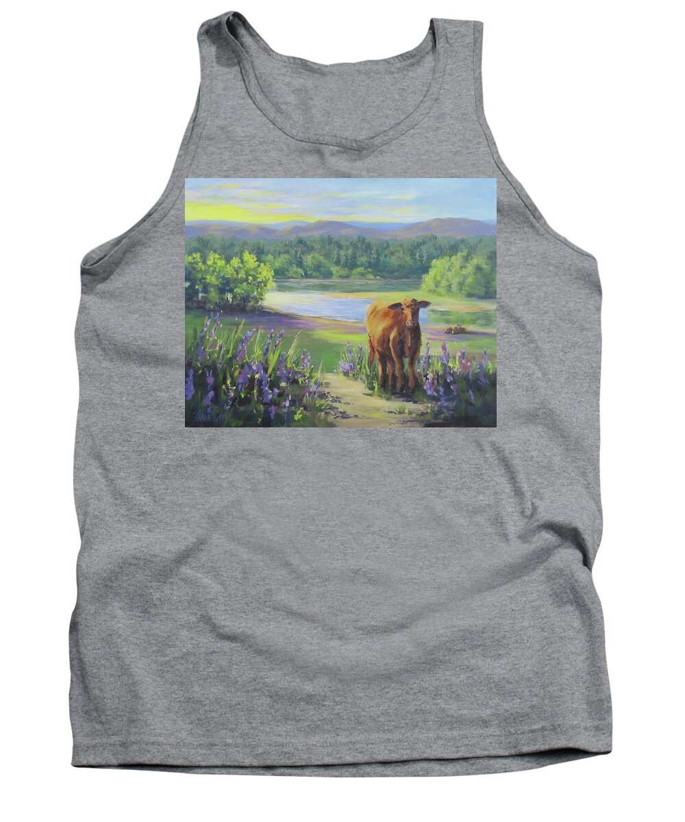Rural Tank Top featuring the painting Morning Walk by Karen Ilari