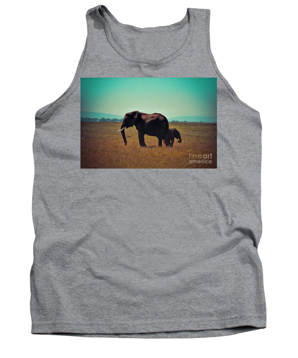 Elephant Tank Top featuring the photograph Mother and Child by Karen Lewis