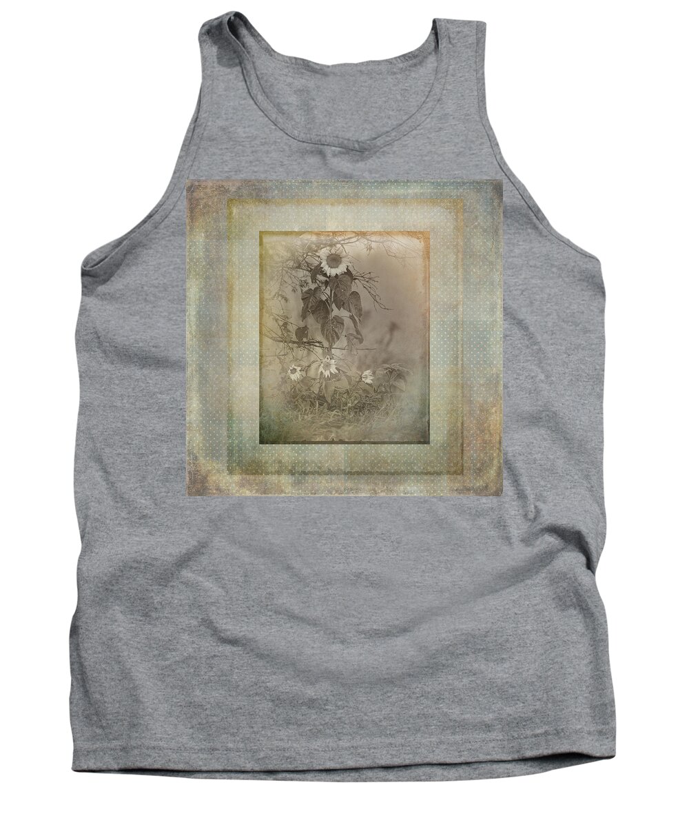 Sunflowers Tank Top featuring the photograph Mother And Child Reunion vintage frame by Sue Capuano