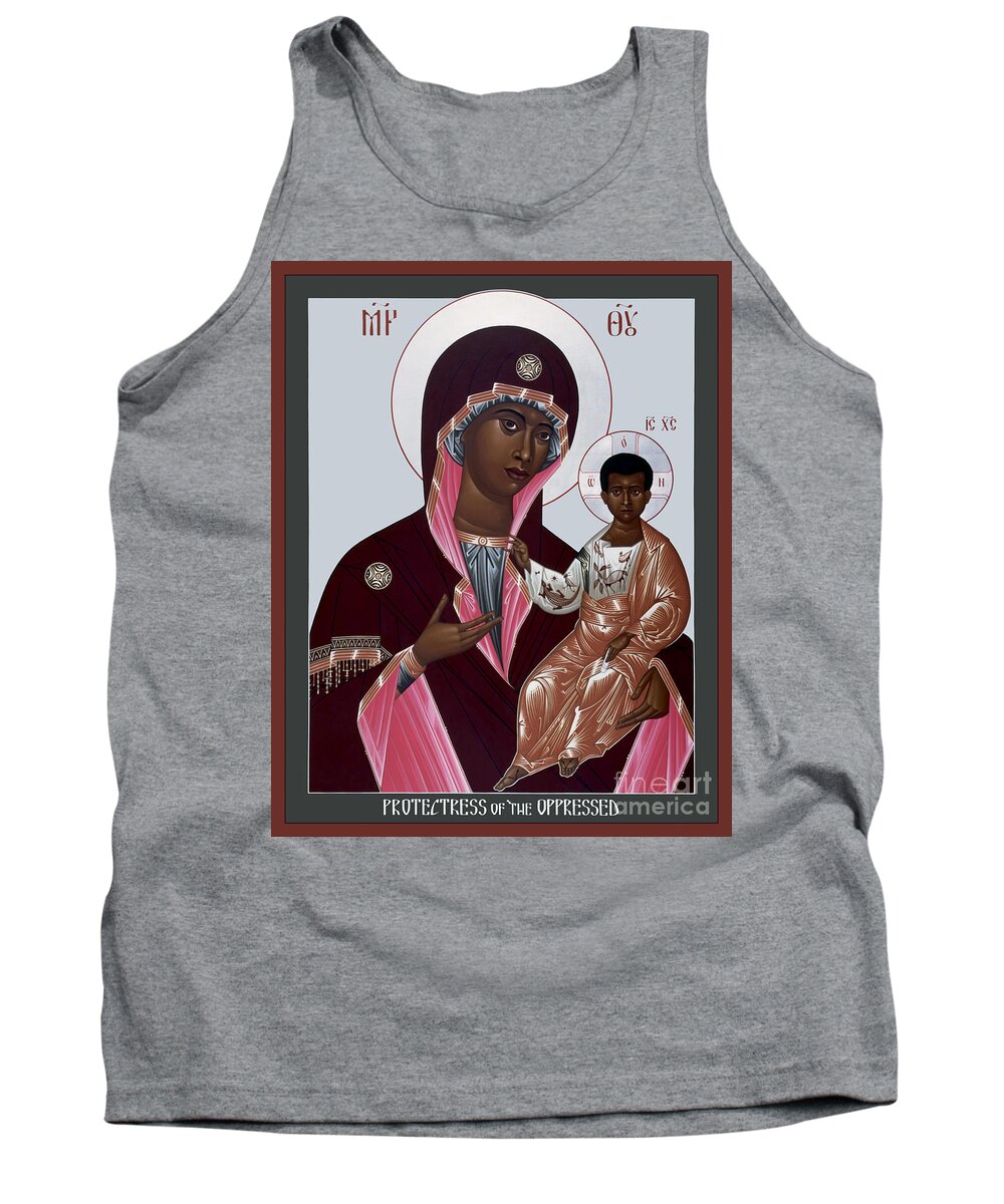 Mother Of God: Protectress Of Oppressed Tank Top featuring the painting Mother of God - Protectress of the Oppressed - RLPOO by Br Robert Lentz OFM