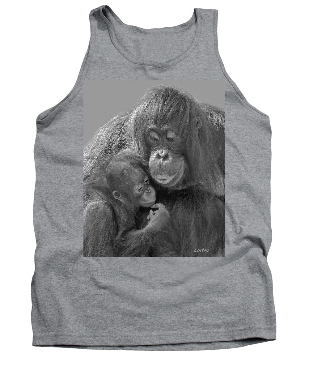 Orangutan Tank Top featuring the photograph Motherhood 10 by Larry Linton