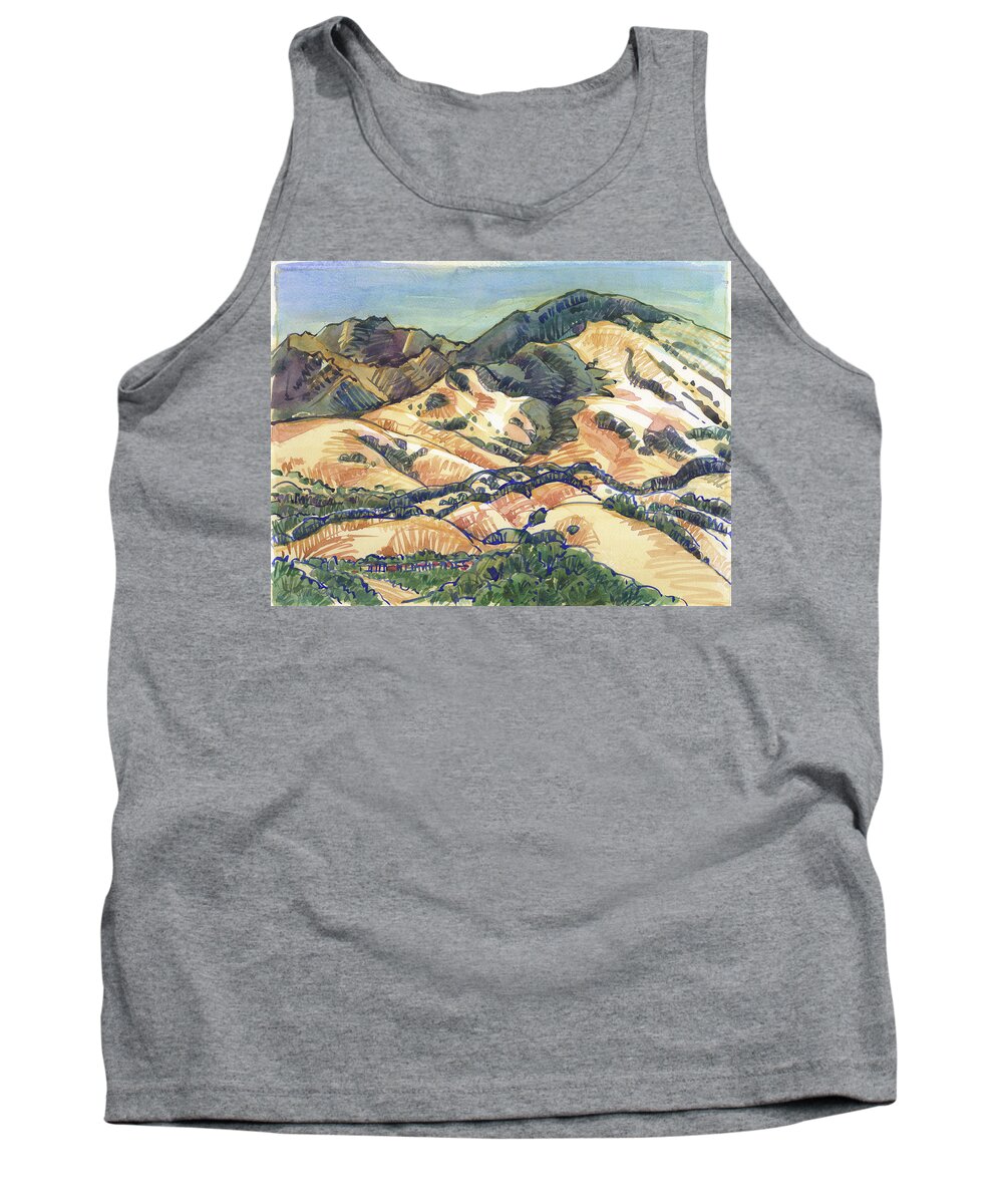 Landscape Tank Top featuring the painting Mount Diablo from Briones by Judith Kunzle