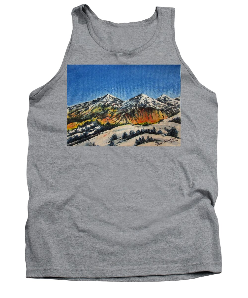 Art Tank Top featuring the painting Mountain -5 by Tamal Sen Sharma