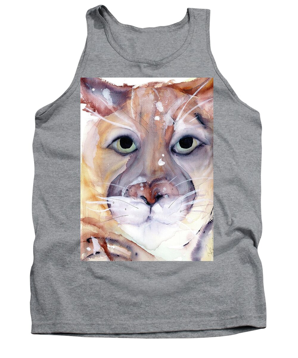 Mountain Lion Tank Top featuring the painting Mountain Lion by Dawn Derman