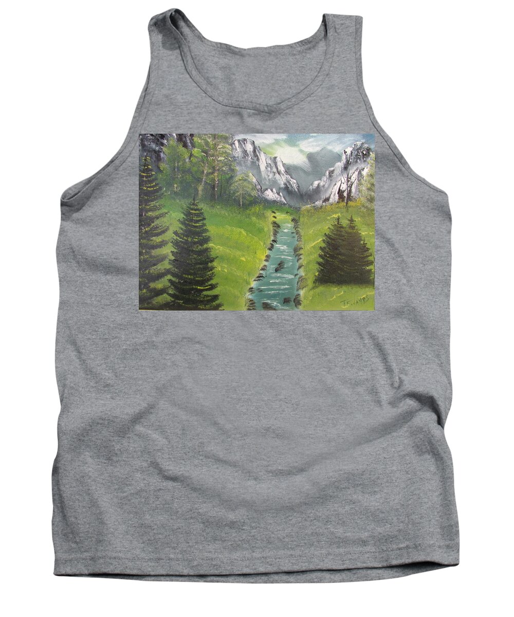 Creek Tank Top featuring the painting Mountain Meadow by Thomas Janos