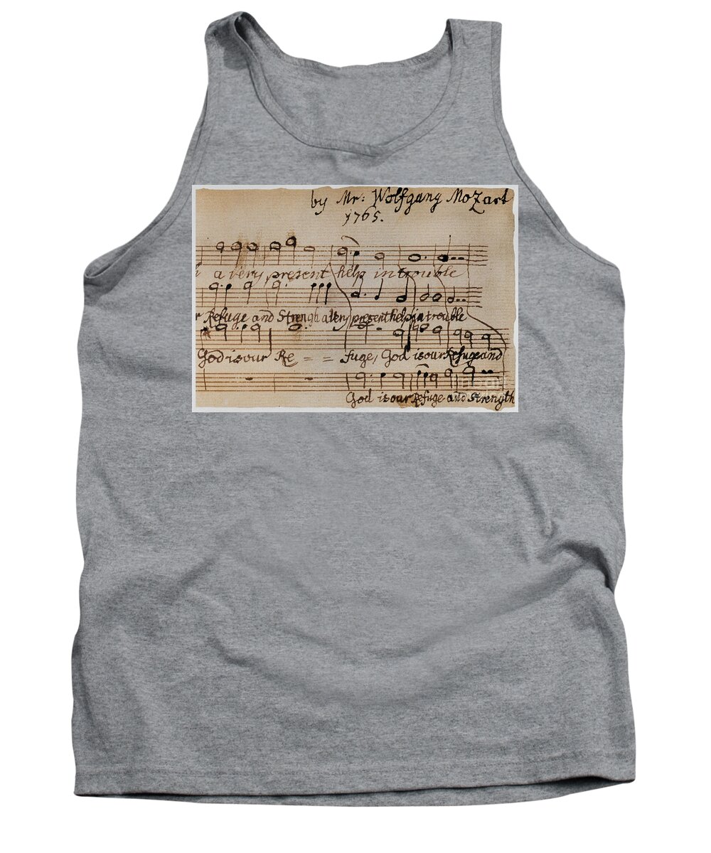 1765 Tank Top featuring the drawing Mozart - Motet Manuscript by Wolfgang Amadeus Mozart