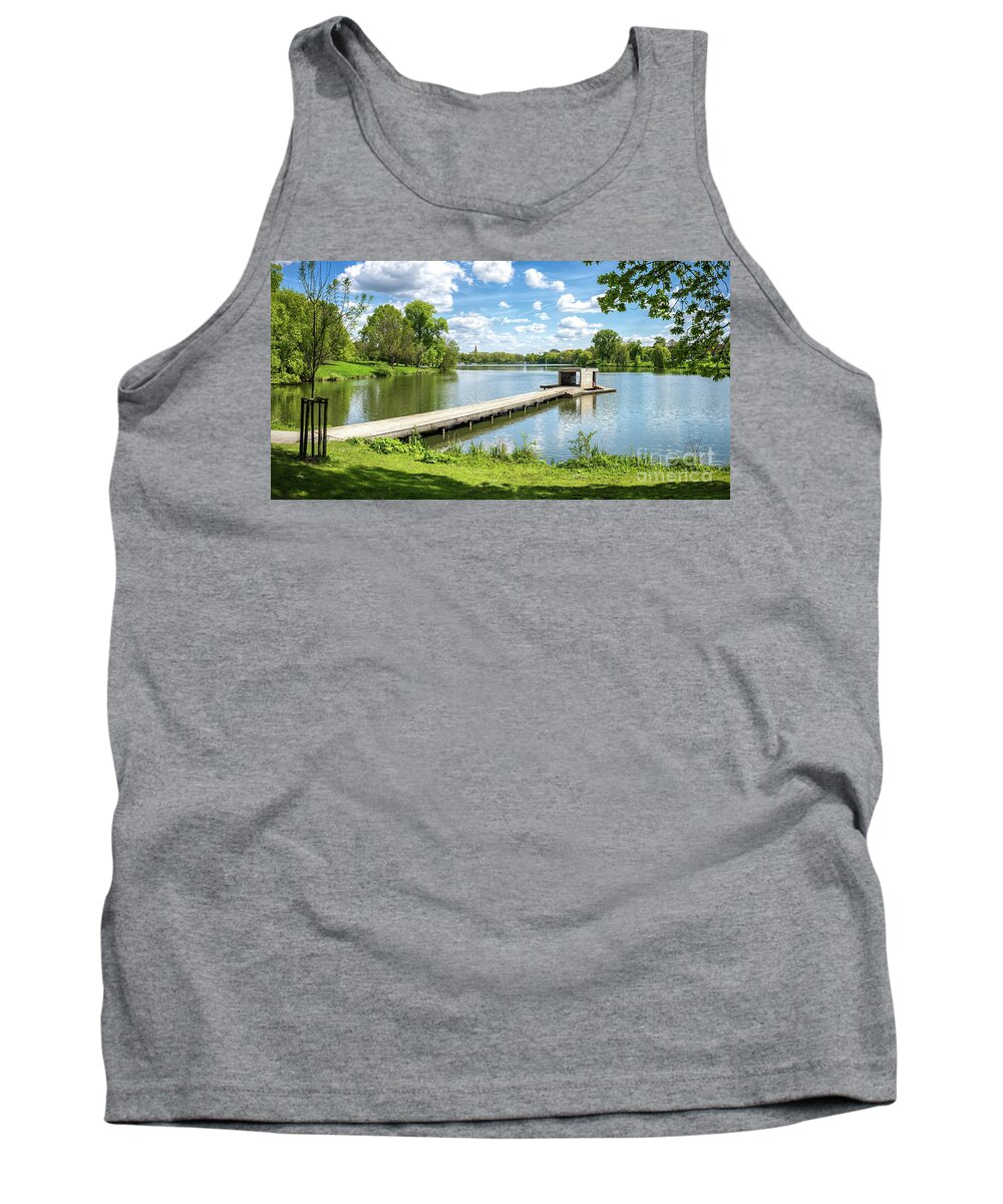Muenster Tank Top featuring the photograph Muenster Aasee panoramic view by Daniel Heine
