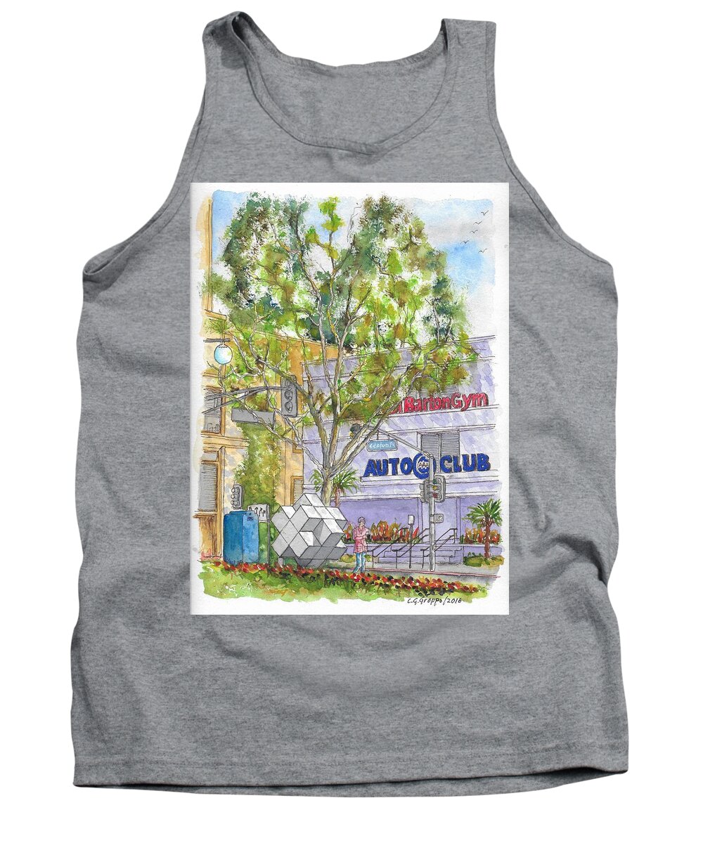 Multiplication Sign Tank Top featuring the painting Multiplication Sign across the Triple A Building in Century City, California by Carlos G Groppa