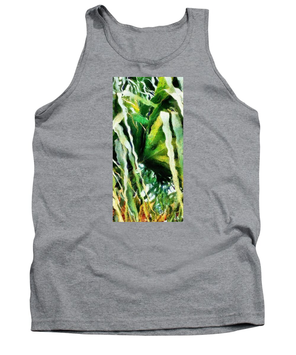 Plant Tank Top featuring the painting My Garden by Lelia DeMello