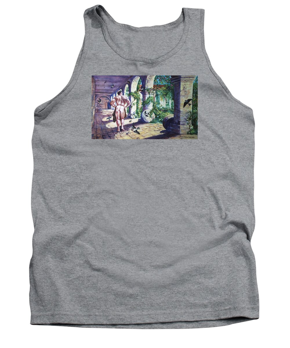 Cloisters Tank Top featuring the painting Naked in the Cloisters by Marc DeBauch