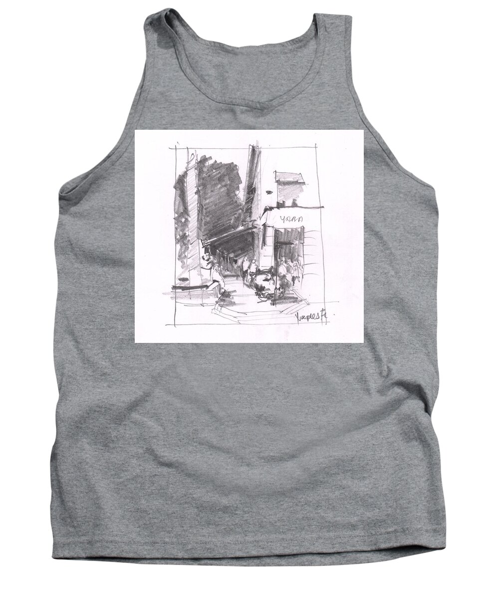 Pencil Tank Top featuring the painting Naples 5th Ave corner by Gaston McKenzie