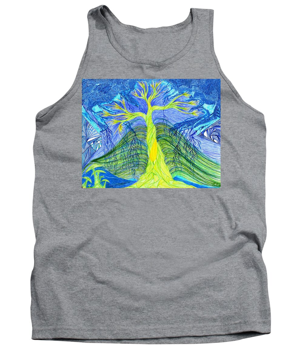 Pen Tank Top featuring the drawing Nature In Chaos by Robert Nickologianis