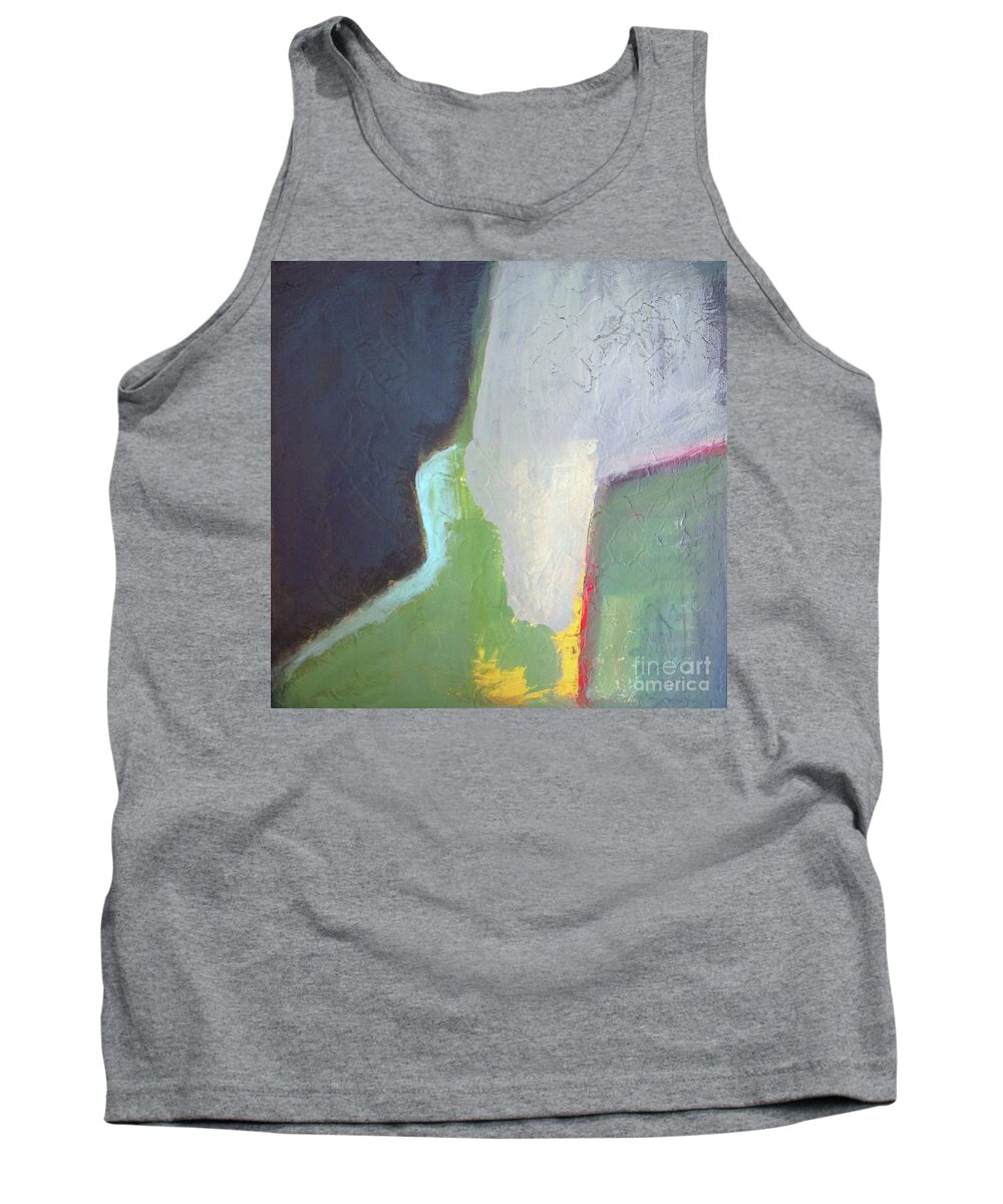 Abstract Tank Top featuring the painting Navy Gray Green Abstract by Vesna Antic