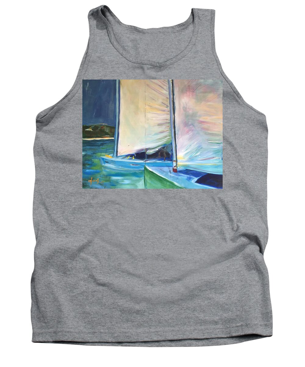 Hope Town Tank Top featuring the painting Neck and Neck by Josef Kelly