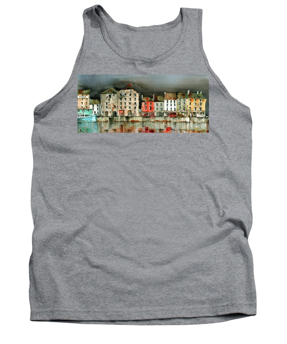 Val Byrne Tank Top featuring the painting New Ross Quays Panorama by Val Byrne