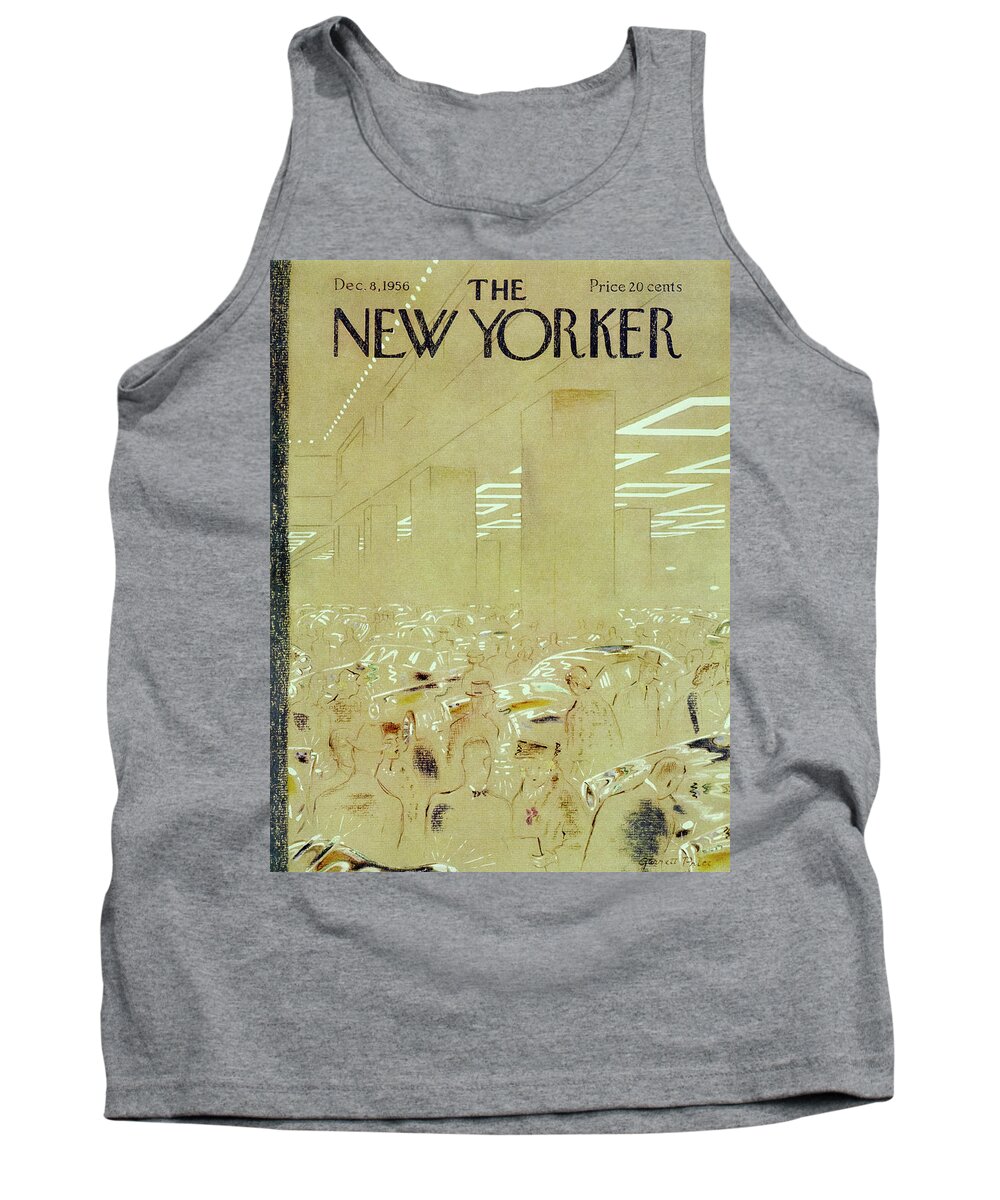 Auto Show Tank Top featuring the painting New Yorker December 8 1956 by Garrett Price