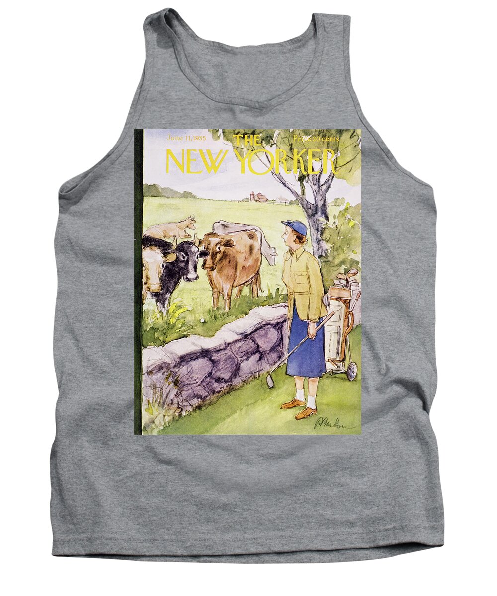 Golf Tank Top featuring the painting New Yorker June 11 1955 by Perry Barlow