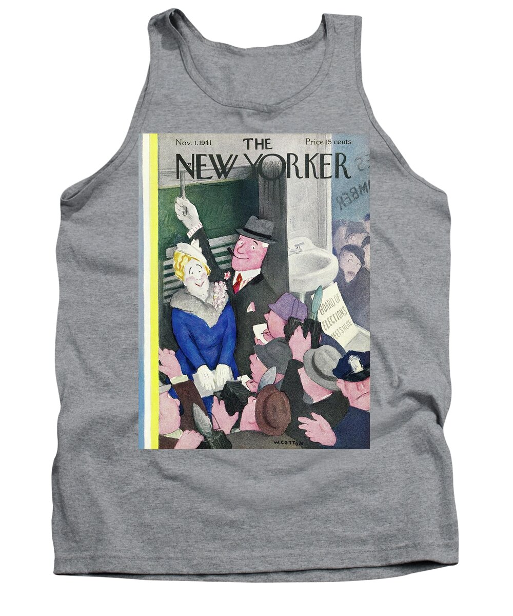 Election Day Tank Top featuring the painting New Yorker November 1 1941 by William Cotton