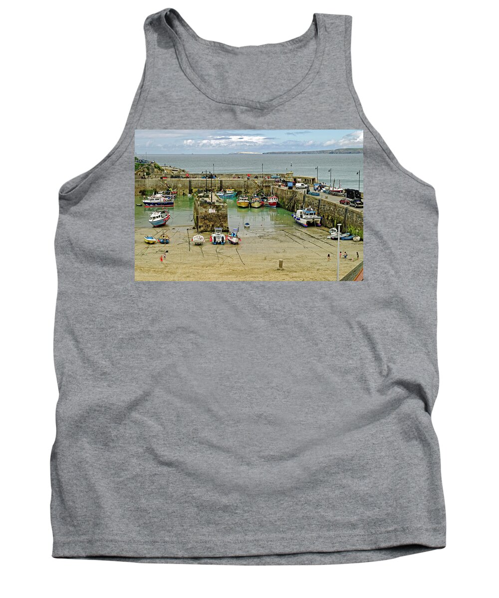 Britain Tank Top featuring the photograph Newquay Harbour at Low Water by Rod Johnson