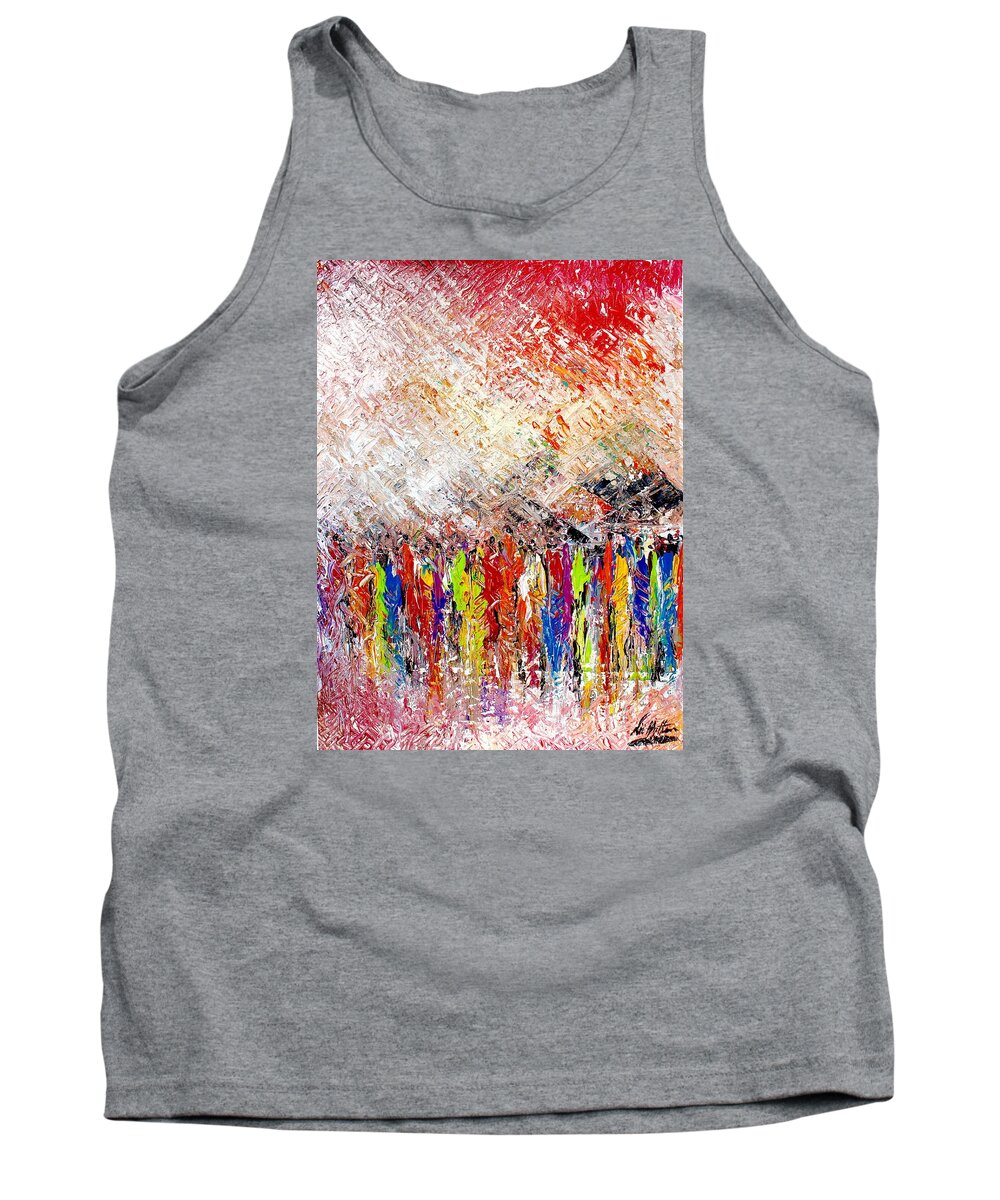 Nii Hylton Tank Top featuring the painting Night Covers Us by Nii Hylton