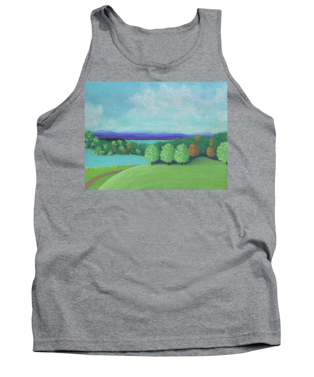 Olana Overlook Tank Top featuring the pastel No Wonder He Lived Here by Anne Katzeff
