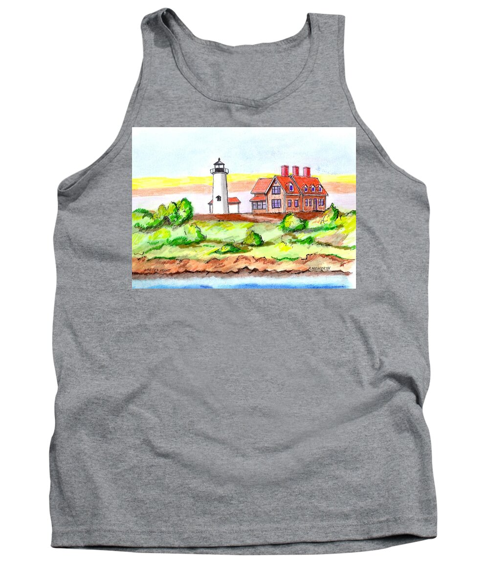 Cape Cod Lighthouse Tank Top featuring the drawing Nobska Point Lighthouse by Paul Meinerth