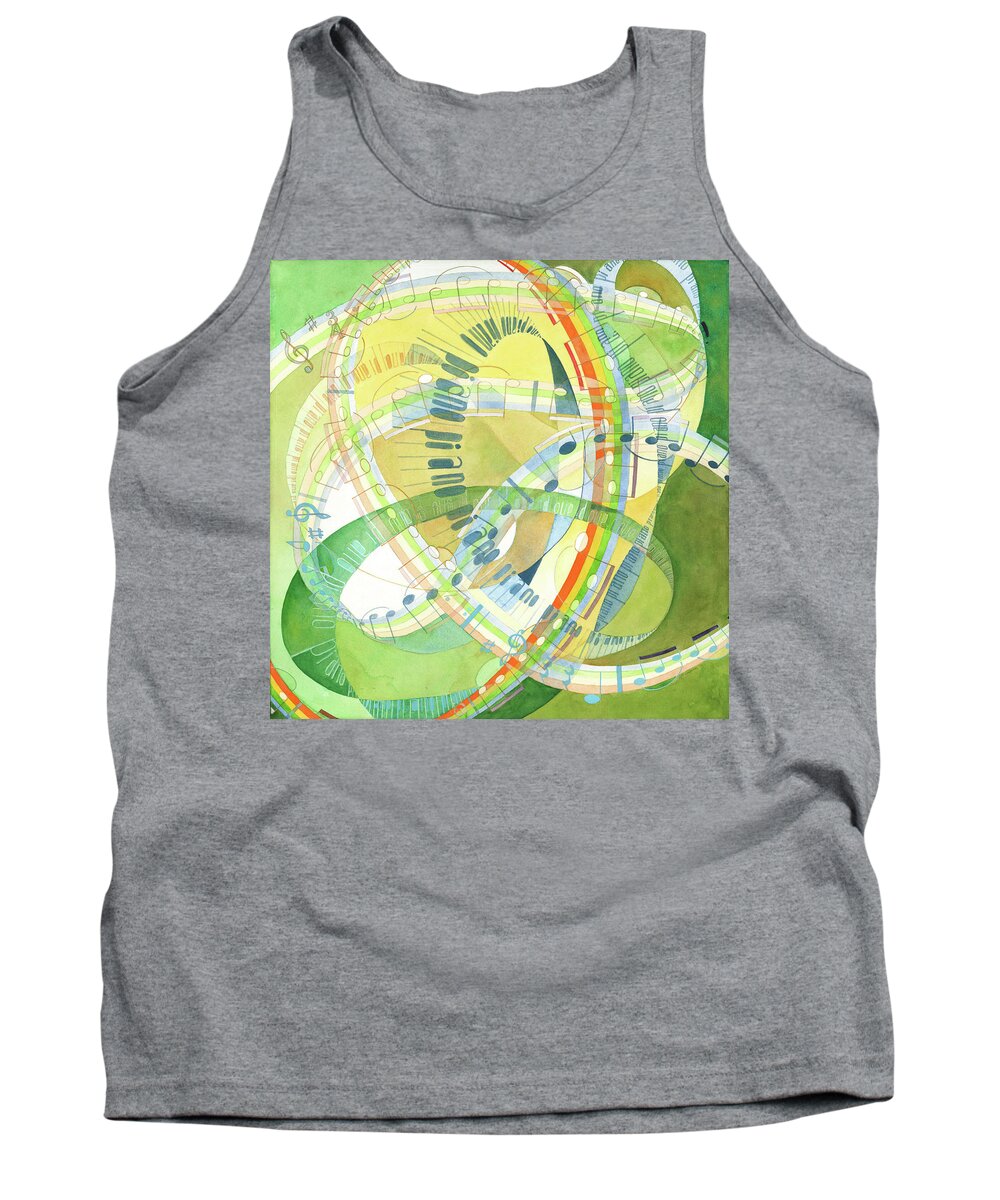 J.s. Bach Tank Top featuring the painting Notation by Sid Freeman