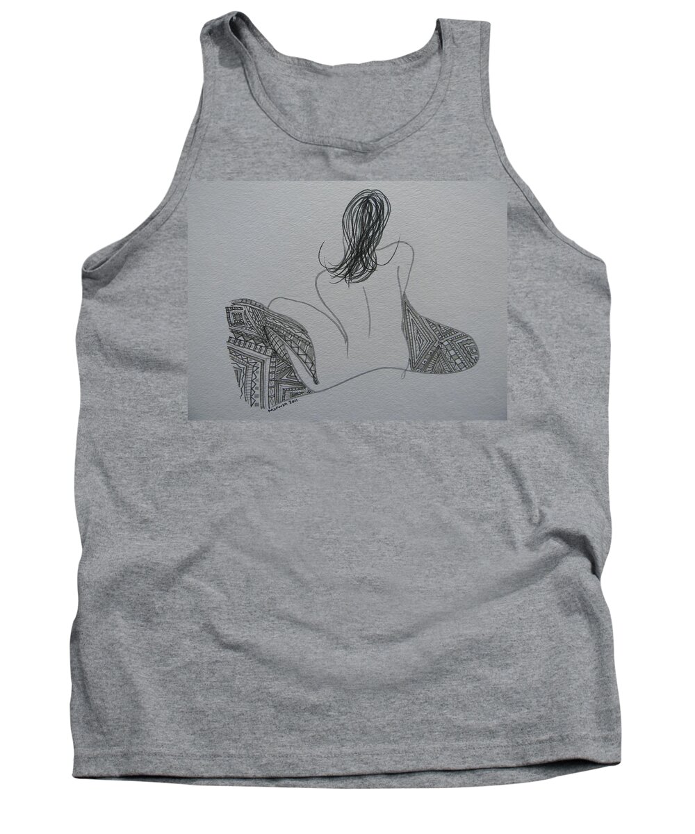 Marwan George Khoury Tank Top featuring the drawing Nude II by Marwan George Khoury