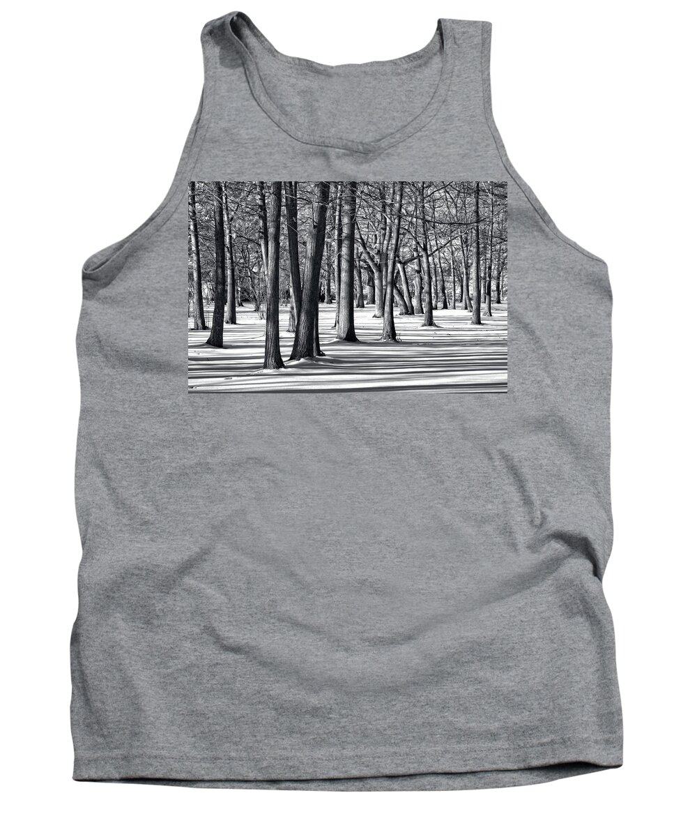 Landscape Tank Top featuring the photograph Nut Grove Shadows and Light Monotone by Allan Van Gasbeck